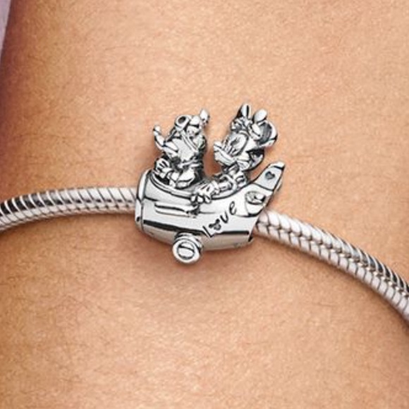 NWOT Disney Mickey Mouse & Minnie Mouse Airplane Charm Sterling Silver 925 - Picture 4 of 13